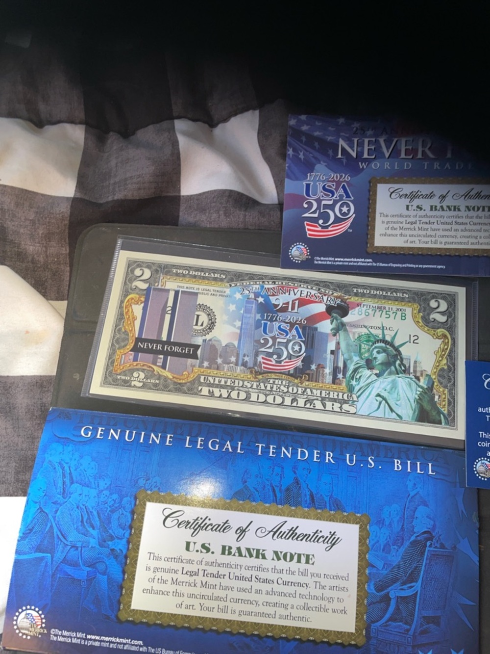 Commemorative2  Dollar U.S. Bill - Never Forget -  set with silver dollar 💵